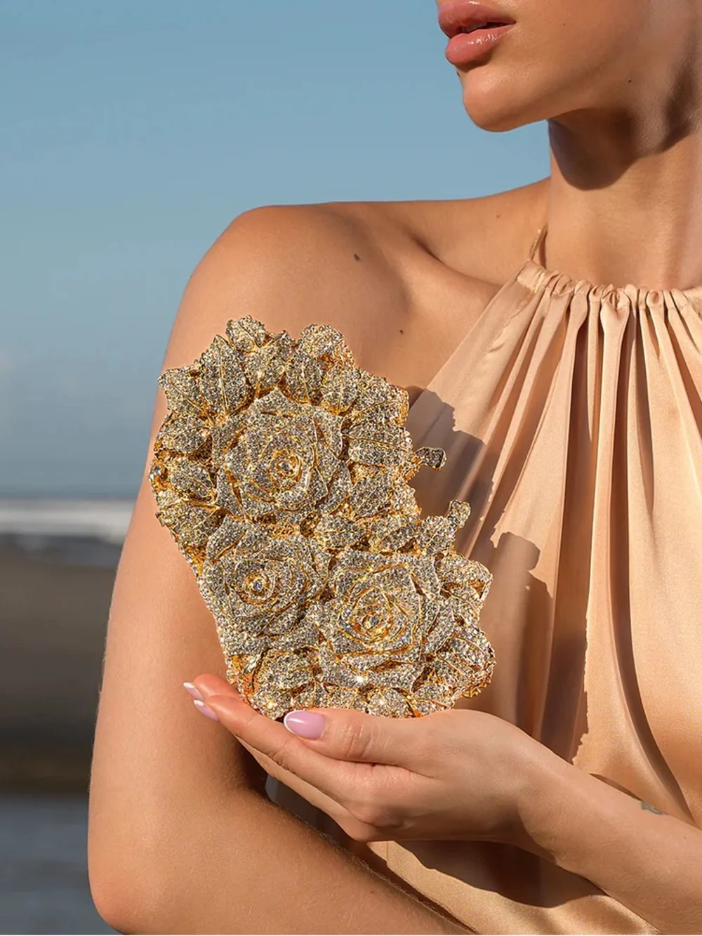 Verano Hill Cecilia Rose Clutch Bag Purse Gold
